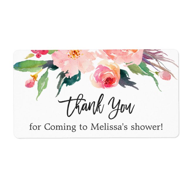 Étiquette Merci de Fête des mariées Floral Aquarelle moderne (Devant)