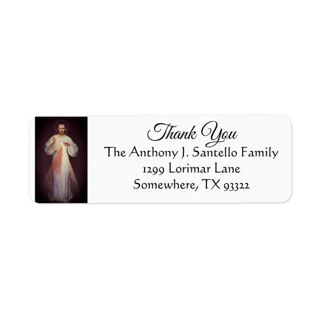 Étiquette Merci de la miséricorde divine Jésus (Devant)