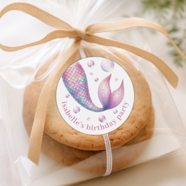 Étiquette Merci de la Sirène sous le pool marin (Mermaid Under the Sea Pool Party Thank You Sticker)