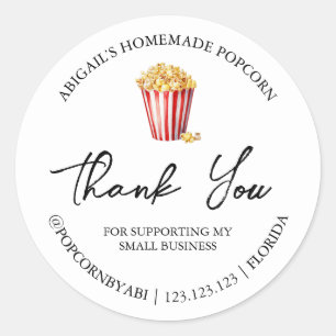 Étiquette Merci de Popcorn fait maison