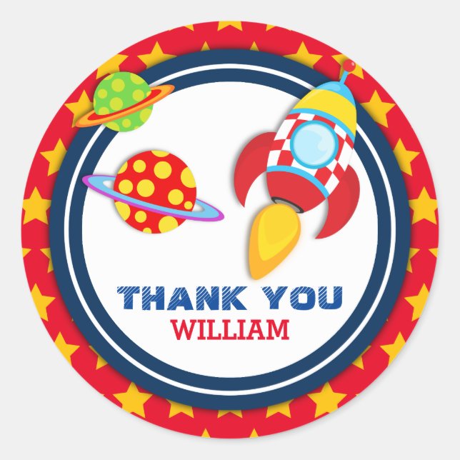 Étiquette Merci de vaisseau fusée Favoriser (Devant)