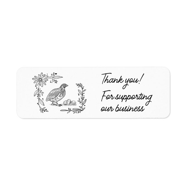 Étiquette Merci Pour Le Soutien De L'Entreprise Quail Egg Ca (Devant)