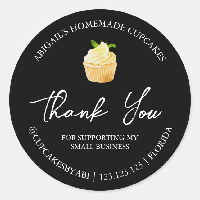 Étiquette Merci simple de Cupcakes maison (Devant)