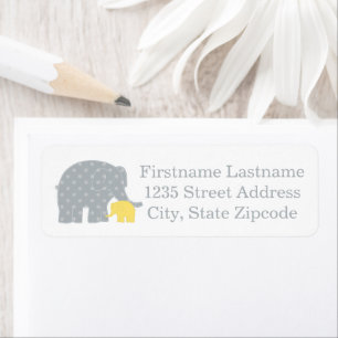 Étiquette Mère Eléphant Jaune Chien gris Baby shower