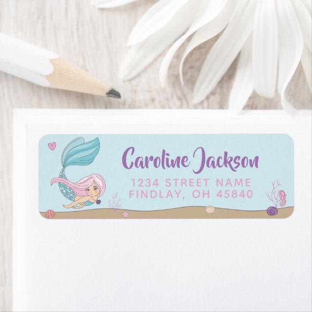 Étiquette Mermaid Kisses Starfish Wings Anniversaire (En situation)