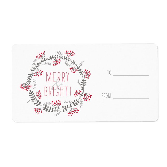 Étiquette Merry & Bright Wreath (Devant)