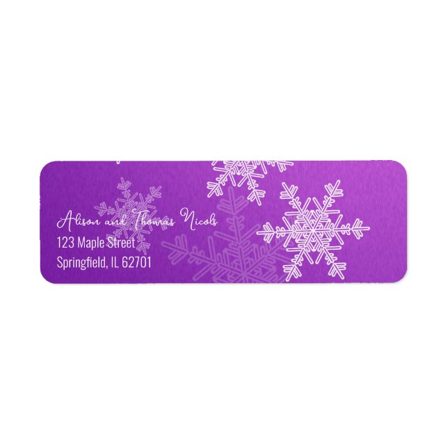 Étiquette Merry Christmas Minimalist Purple Snowflakes  (Devant)