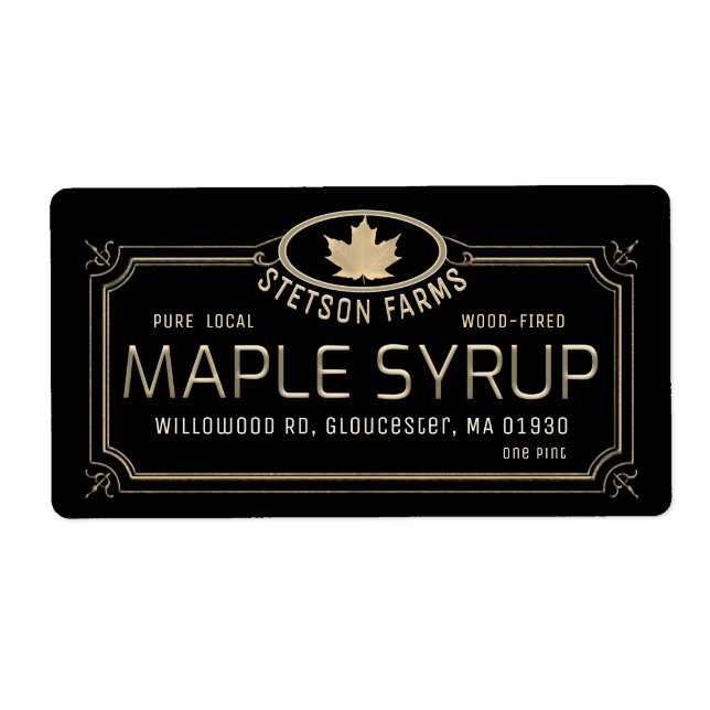 Étiquette Métallurgie Gold 3D encadrée Feuille d'or au sirop (Devant)