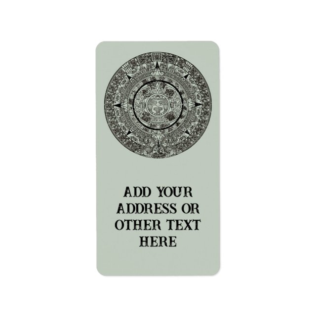 Étiquette Mexicaine Aztec Sun Stone Maya Calendrier 1 (Devant)