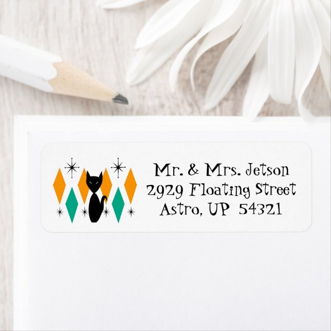 Étiquette Mi siècle moderne Diamants atomiques Starburburts  (En situation)