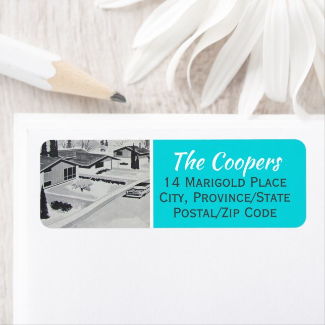 Étiquette Mid Century Modern Return Address Label (En situation)