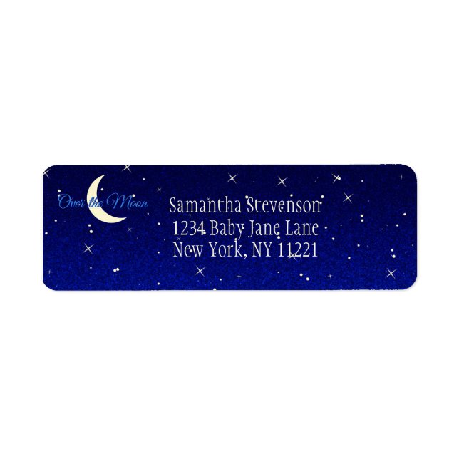Étiquette Midnight Blue Over the Moon Baby shower Adresse (Devant)