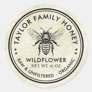 étiquette miel fleur sauvage avec abeille miel