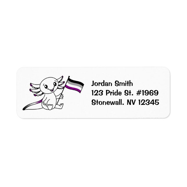 Étiquette Mignon Axolotl avec Ace Asexuel Pride drapeau LGBT (Devant)