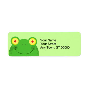 Étiquette mignon dessin animé grenouille visage froggy
