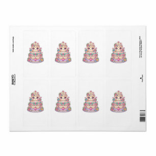 Étiquette Mignon Kawaii Mariage gâteau de mariage Flora past