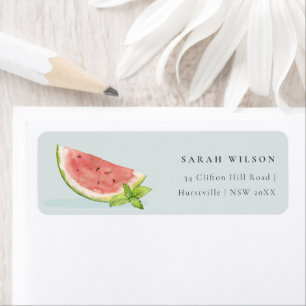 Étiquette Mignonne Notre Petite Aquarelle Melon Adresse Bleu