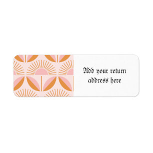 Étiquette Mignonne, orange, pêche, rétro, motif floral, vint