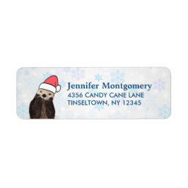 Étiquette Mignonne Otter portant un chapeau de Père Noël