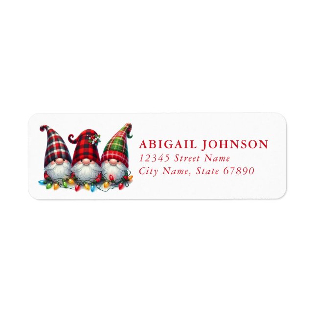 Étiquette Mignons Gnomes de Noël Retourner l'adresse Étiquet (Devant)