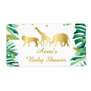 Étiquette Mini bébé d'or vert d'animaux de jungle
