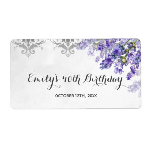 Étiquette Mini champagne bottle label lavenders birthday