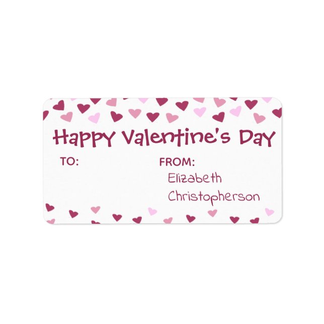 Étiquette Mini Coeurs à partir de la Saint-Valentin (Devant)