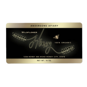 Étiquette Mini-moderne en or miel branche bee pot