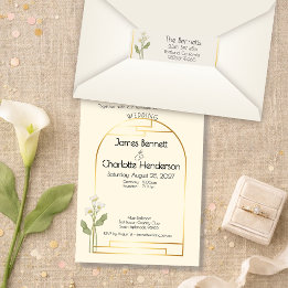 Étiquette Minimal Art Nouveau Gold Arch Calla Lily Wedding