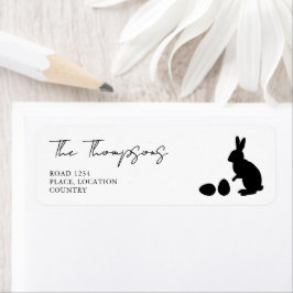 Étiquette Minimalist Black And White Bunny Silhouette Easter