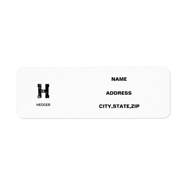 ÉTIQUETTE MINIMALIST BLACK ONE LETTER MONOGRAM NAME WHITE (Devant)