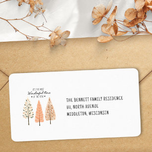 Étiquette Minimalist Boho Nordic Pine Trees Adresse de retou
