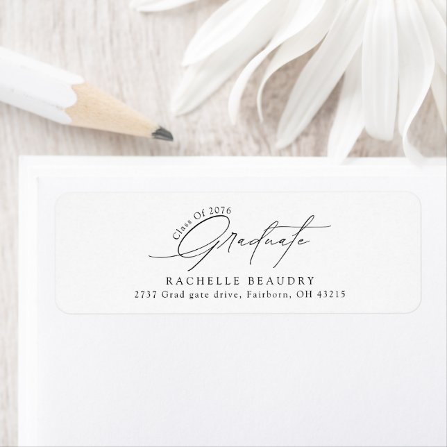 Étiquette Minimalist Calligraphy Graduation Return Address (En situation)