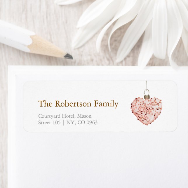 Étiquette Minimalist Christmas Heart Ornament (En situation)