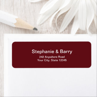 Étiquette Minimalist Deep Burgundy Red Return Address