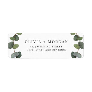 Étiquette Minimalist Green Eucalyptus Botanical Wedding