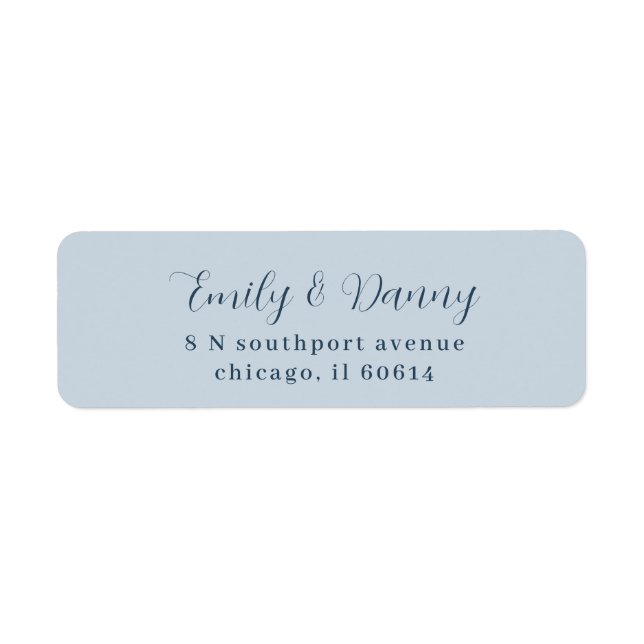 Étiquette Minimalist Pastel Blue Elegant Mariage Adresse (Devant)