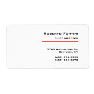 Étiquette Minimalist Plain Red White Modern