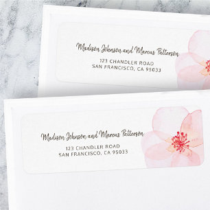 Étiquette Minimaliste + Aquarelle Florale Adresse de retour