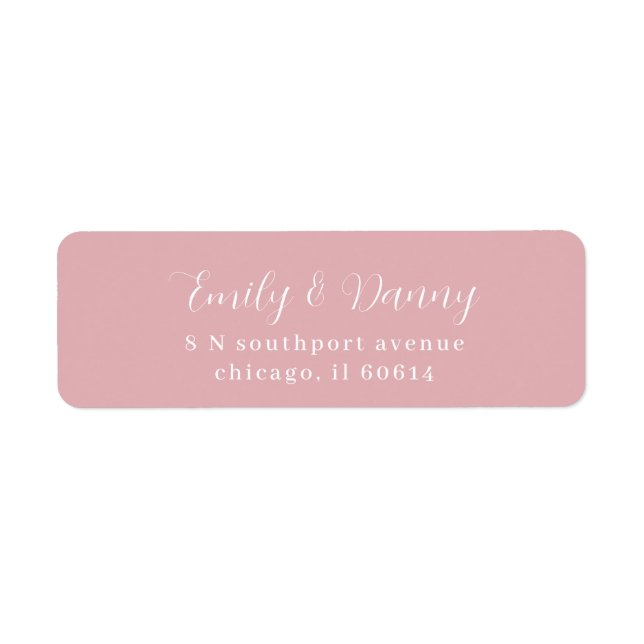 Étiquette Minimaliste Blush Pink Élégant Mariage Adresse (Devant)