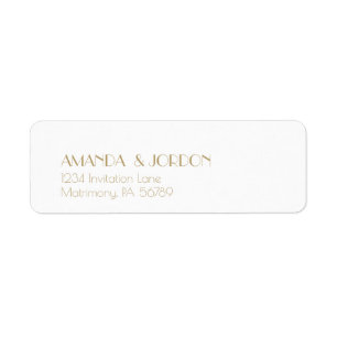 Étiquette Minimaliste Gold Modern Deco Mariage Adresse de re