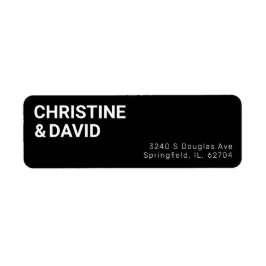Étiquette Minimaliste Mariage noir Adresse de retour