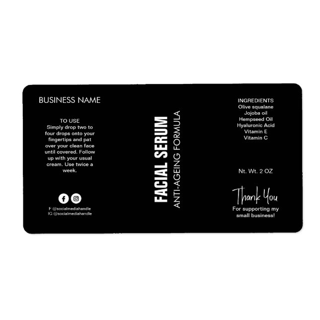 Étiquette minimaliste moderne à goutte noire (Devant)