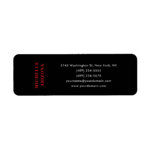 Étiquette Minimaliste Noir Rouge & Blanc Moderne Professionn