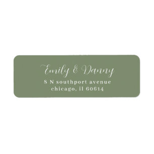 Étiquette Minimaliste Sage Green Élégant Mariage Adresse