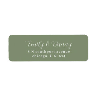 Étiquette Minimaliste Sage Green Élégant Mariage Adresse