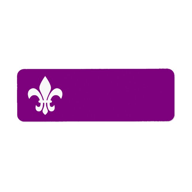 Étiquette Minimaliste violet et blanc fleur de Lys (Devant)