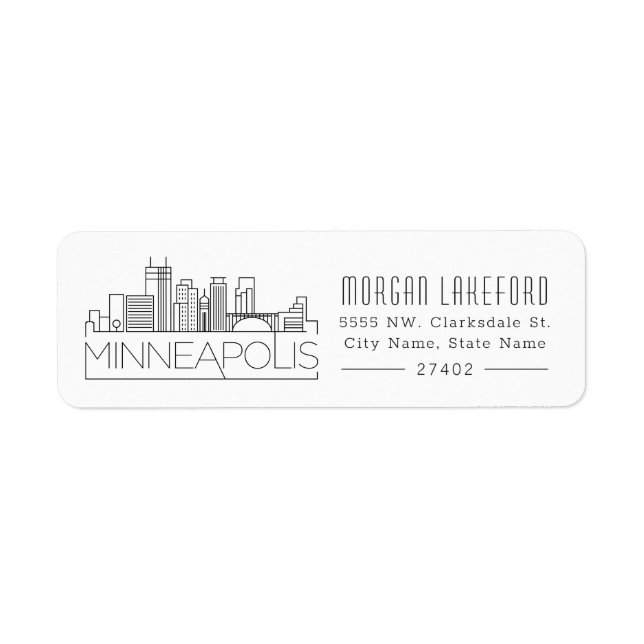 Étiquette Minneapolis Stylisé Skyline | (Devant)