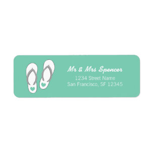 Étiquette Mint green beach slippers Retourner l'adresse Étiq