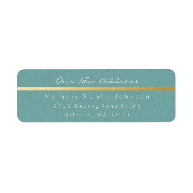 Étiquette Mint Green Kraft Blanc Nouvelle adresse RSVP (Devant)